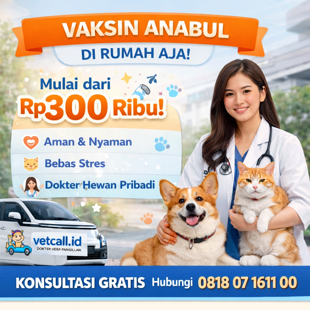 Layanan vaksinasi dokter hewan panggilan murah di rumah oleh Vetcall.id
