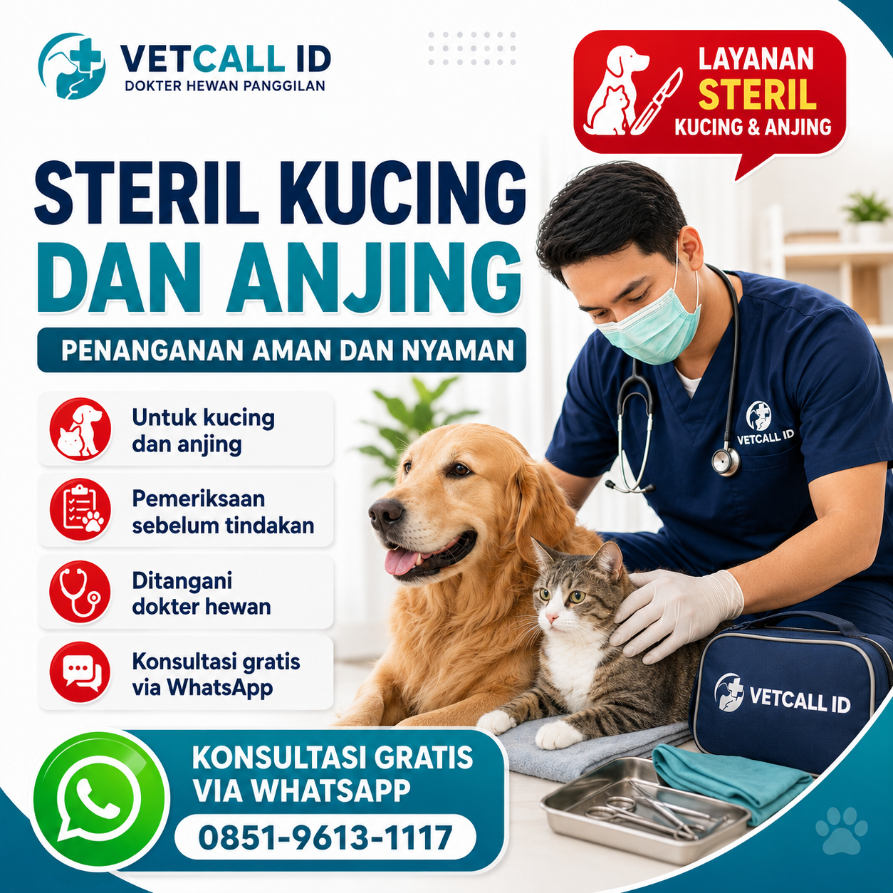 Steril Kucing dan Anjing Vetcall ID