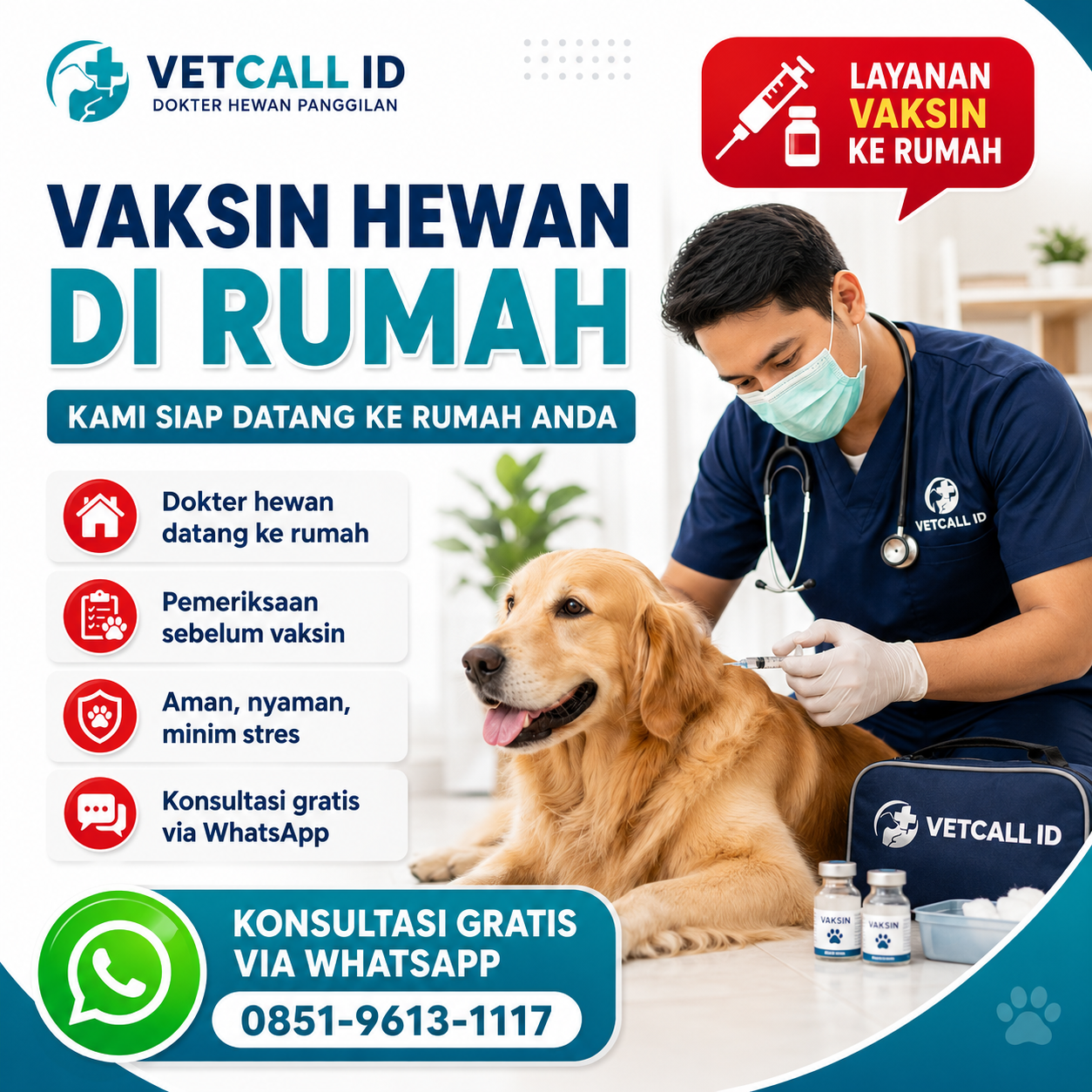 Vaksin Hewan di Rumah Vetcall ID